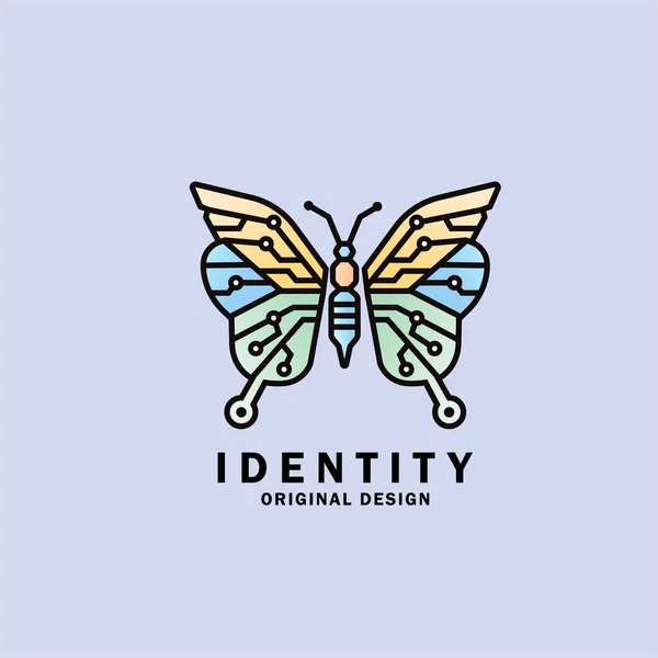 Δημιουργική Πεταλούδα Τεχνολογία Λογότυπο Σύμβολο Σχεδιασμό Εικονογράφηση Φορέα — Διανυσματικό Αρχείο