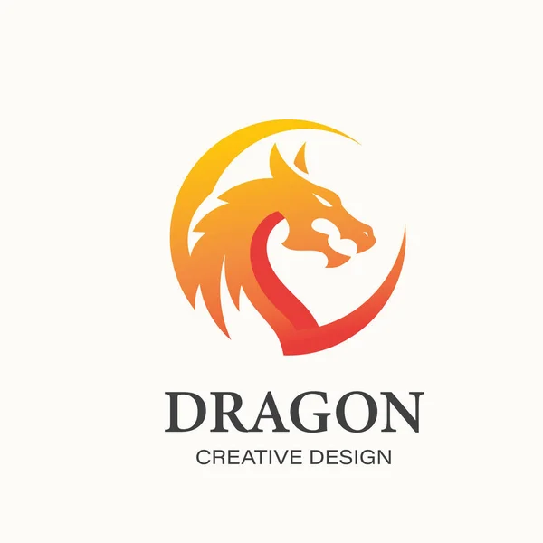 Dragon Circle Vector Logo Chinese Culture Symbol Dragon Head Circle — Stock Vector