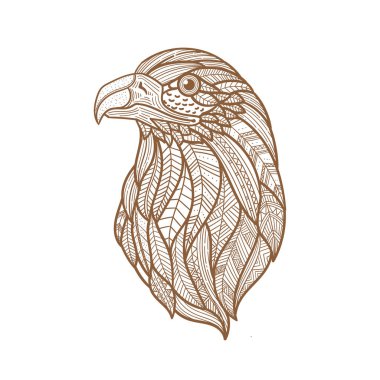 hand drawing Ethnic patterned eagle head illustration