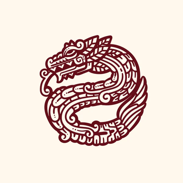 Quetzalcoatl Mexican God Aztec Graphic Native American Animal Design Aztec — 图库矢量图片