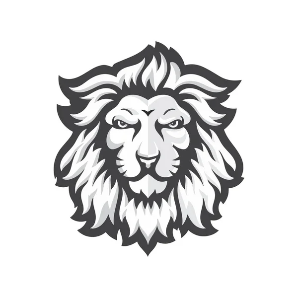 Lion Head Mascot Black White Color Vector Illustration — Stock Vector