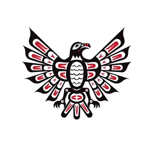 Haida Indian Raven Tribal Bird Drawing Vector Illustration — 스톡 벡터