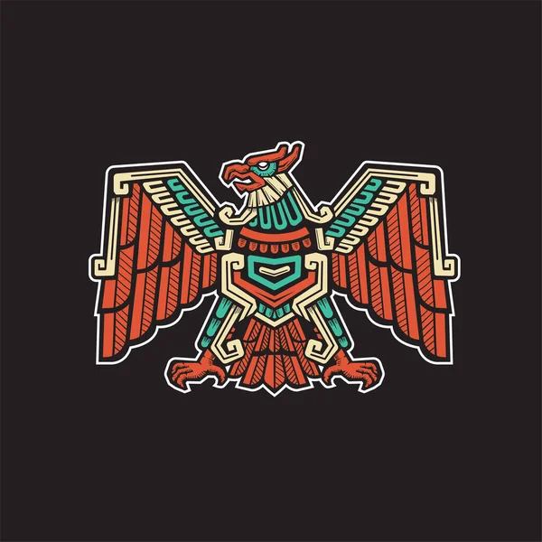 Águia Azteca Ilustração Vetorial Desenhada Mão Projeto Gráfico Azteca Maia — Vetor de Stock