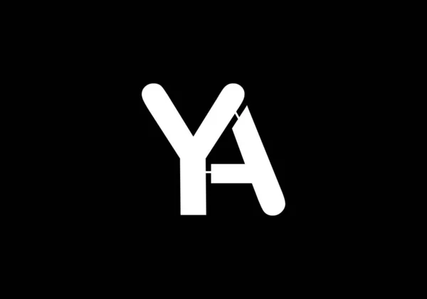 创意负空间Ya标志设计的初始概念与黑色背景 — 图库矢量图片