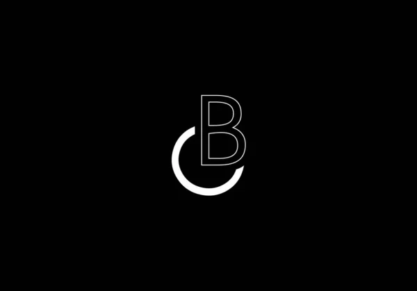 Espacio Negativo Creativo Logo Design Initial Concept Black Background — Vector de stock