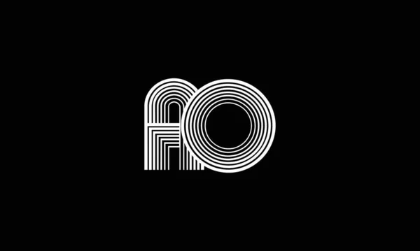 文字Aoラインロゴベクトルデザイン 白の平行線と黒の背景を持つ創造的な手紙Aoアイコン — ストックベクタ