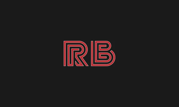 首字母Rb大写字母现代线条标志设计模板元素 标志设计 — 图库矢量图片
