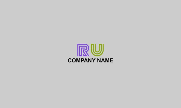 イニシャル文字Ru大文字現代的なラインロゴデザインテンプレート要素 ロゴデザイン — ストックベクタ