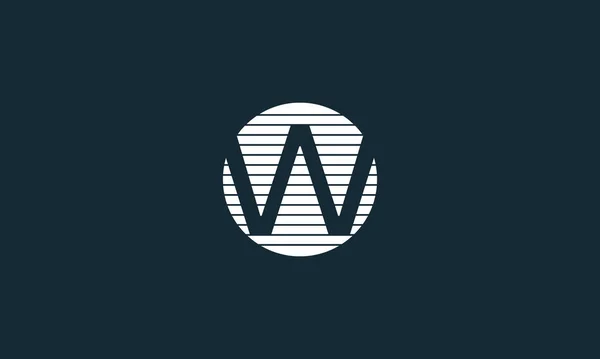 W线翘曲标志设计 带有圆形轮廓的字母图标 — 图库矢量图片