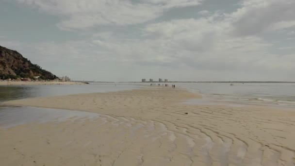 People Beach Backdrop City Ripples Sand Sand Bar — ストック動画