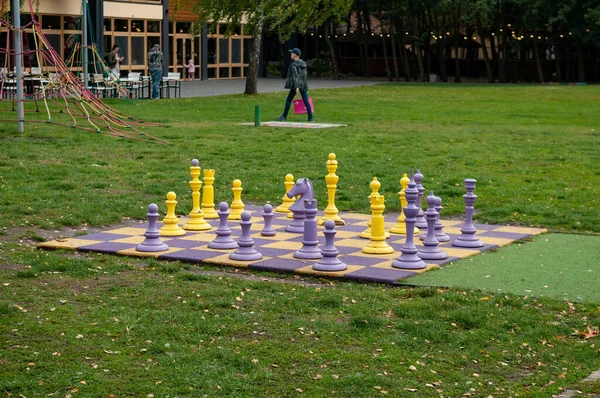 Park resminde büyük şah mat tahtası