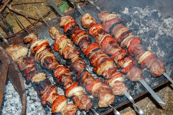 Açık hava barbekü kampı şöminesi yakın çekim