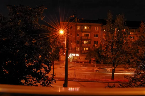 Vita Notturna Città Luci Strade Paesaggio — Foto Stock