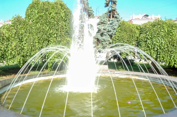 Brunnen Und Wasser Der Grünen Parklandschaft — Stockfoto