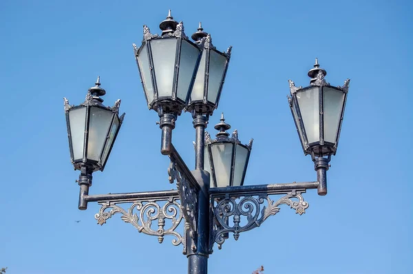 Rua Metálica Mais Leve Close Composição Rua — Fotografia de Stock