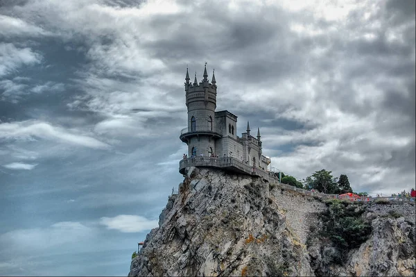 Castelo Vista Montanha Contra Composição Céu — Fotografia de Stock
