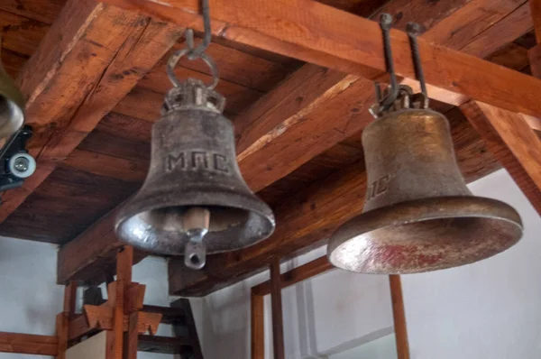 Metaliczne Dzwony Kościelne Zbliżenie Muzeum — Zdjęcie stockowe