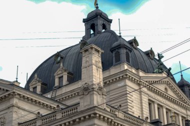 Gotik eski kasaba mimarisi kompozisyonu