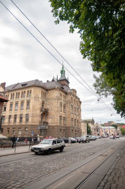 Gotik eski kasaba mimarisi kompozisyonu