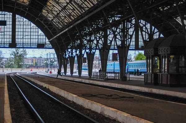 Atmosférico Antigua Estación Tren Lviv Vista — Foto de Stock
