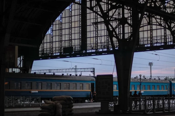 Atmosférico Antigua Estación Tren Lviv Vista —  Fotos de Stock