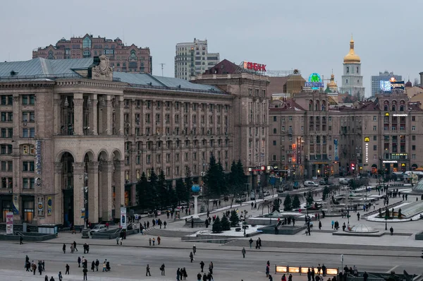 Kiev Plaza Central Edificios Paisaje — Foto de Stock