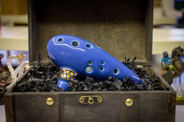 Blue ocarina in a box