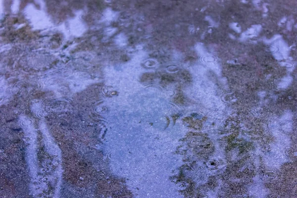 Raining on wet concrete floor