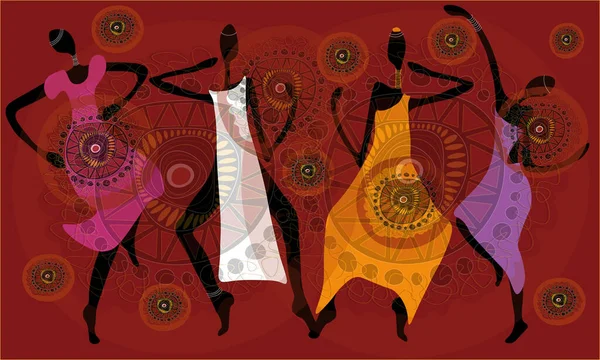 Filles Africaines Noires Dansant — Image vectorielle