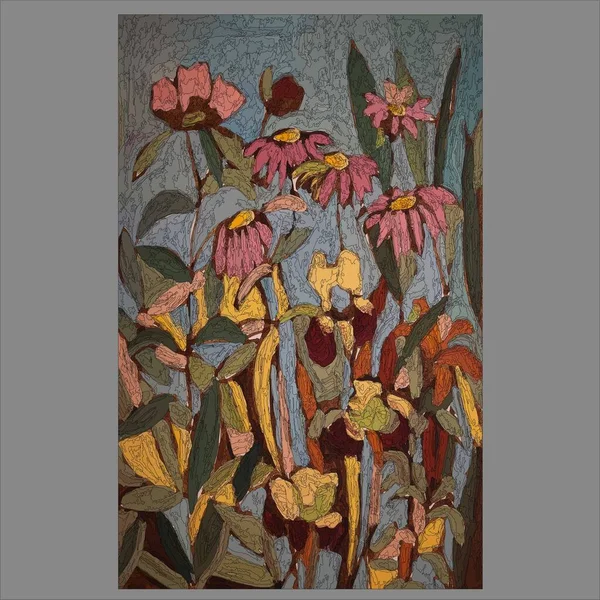 Digitale Illustration Von Sommerblumen — Stockvektor