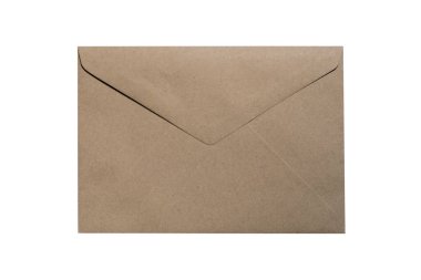 Back of brown envelope on closed, isolated on white background