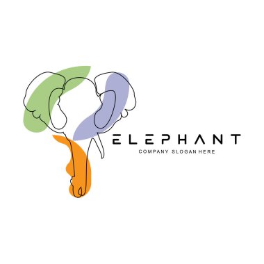 Fil hattı logosu tasarımı koruma altında hayvan taslak çizimi illüstrasyonu