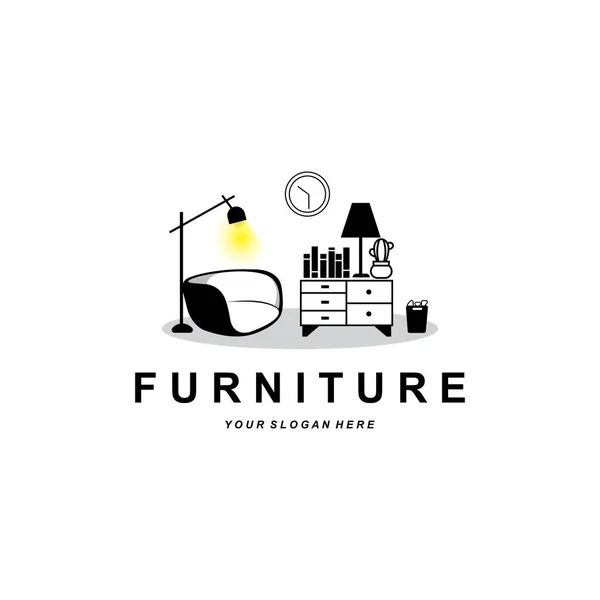 Мебель Логотип Дизайн Домашней Мебели Комната Иконка Иллюстрация Стол Стул — стоковый вектор