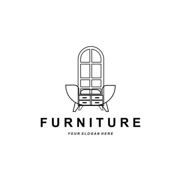 Möbel Logo Wohneinrichtung Design Raumsymbole Illustration Tisch Stuhl Lampe Rahmen — Stockvektor