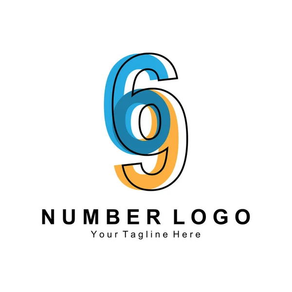 Número Seis Logotipo Diseño Iconos Premium Ilustración Vectorial Para Empresa — Vector de stock