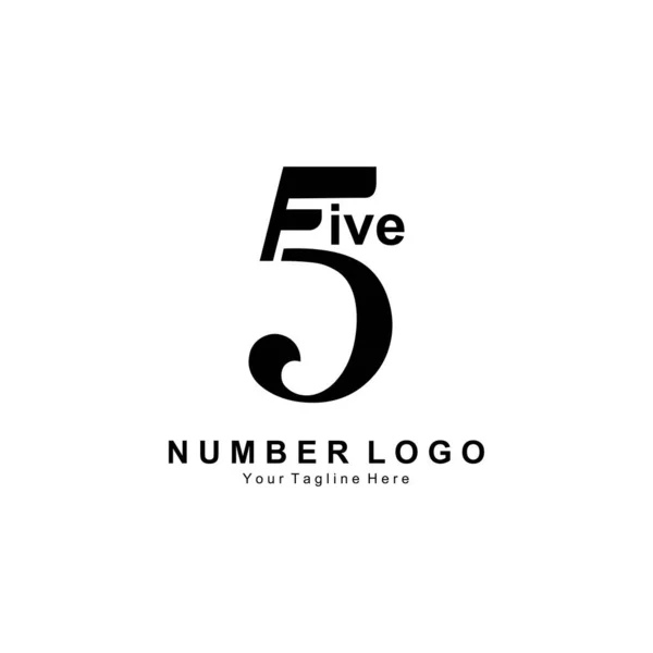 Número Cinco Diseño Del Logotipo Vector Icono Simple Premium Adecuado — Vector de stock