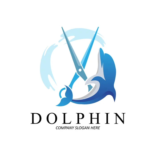 Dolphin Logo Vector Icon Design Marine Animals Fish Types Mammals — Stock Vector