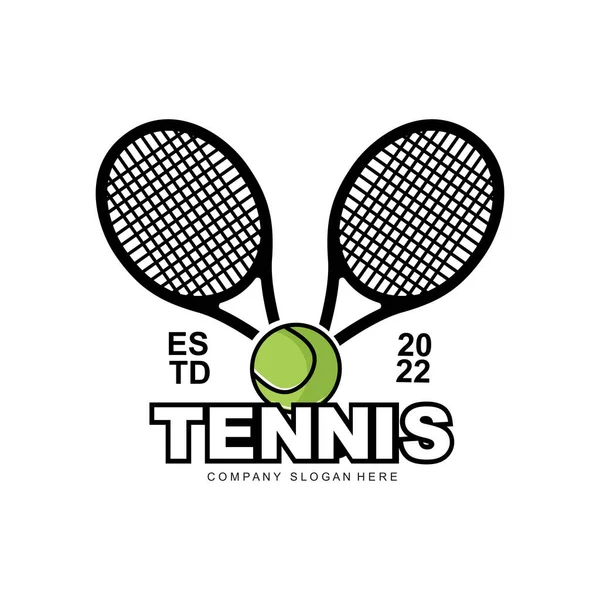 Kort Tenisowy Olimpijski Sportowe Logo Wektor Padel Projekt Ilustracji Piłka — Wektor stockowy