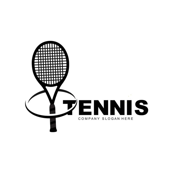 Quadra Tênis Esporte Olímpico Logotipo Vetor Padel Ilustração Design Bola — Vetor de Stock