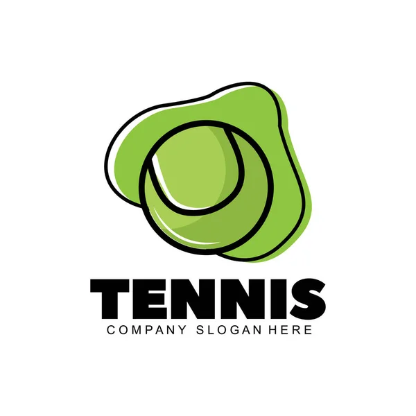 Quadra Tênis Esporte Olímpico Logotipo Vetor Padel Ilustração Design Bola — Vetor de Stock