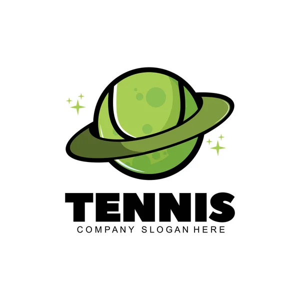 Quadra Tênis Esporte Olímpico Logotipo Vetor Padel Ilustração Design Bola — Vetor de Stock