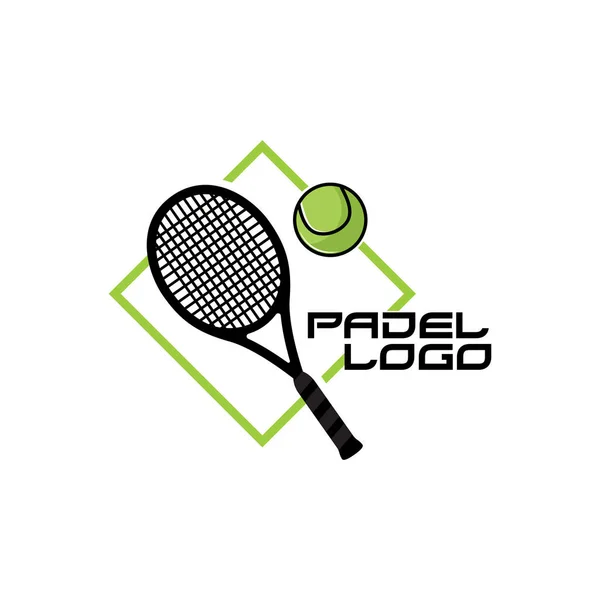 Quadra Tênis Esporte Olímpico Logotipo Vetor Padel Ilustração Design Bola — Vetor de Stock