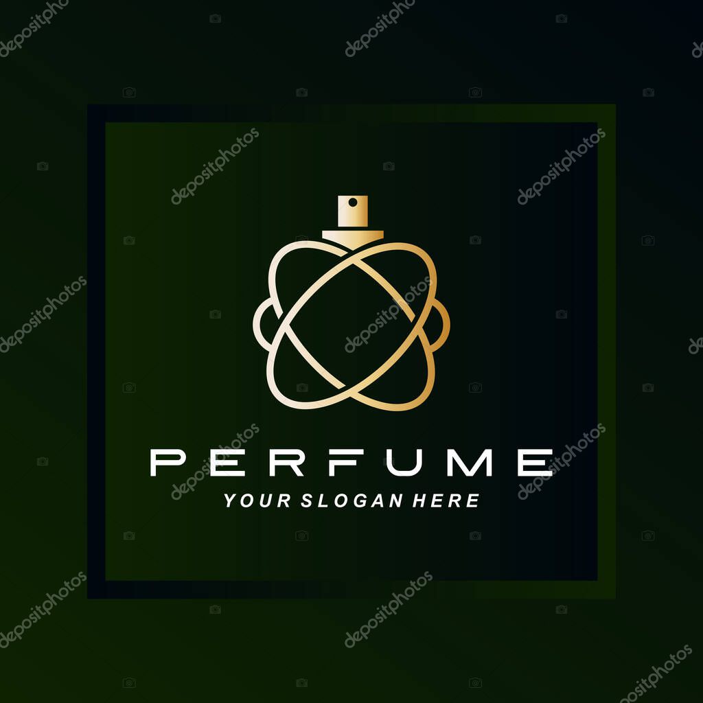 Luxury perfume bottle logo design, illustration for cosmetics, beauty, salon, company products,