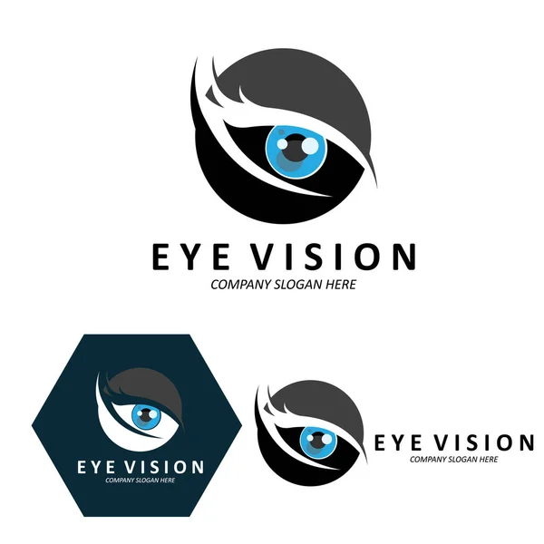 Ögon Logotyp Design Vision Världen Vektor Illustration Organ — Stock vektor