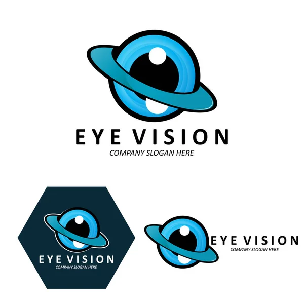 Eyes Logo Design Vision World Vector Illustration Organs — Stock Vector