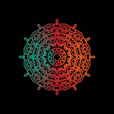 Henna, Mehndi ve dekorasyon için dairesel şekil vektör sanatı. Etnik oryantal stil dekoratif resim altın rengi