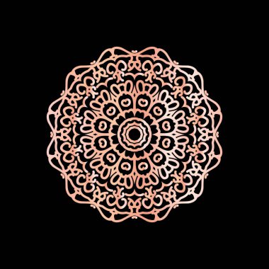 Henna, Mehndi ve dekorasyon için dairesel şekil vektör sanatı. Etnik oryantal stil dekoratif resim altın rengi