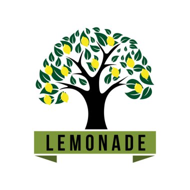 Vektör duvar kâğıdı tasarımı limon meyvesi logosu C vitamini, sarı, bahçede ve pazarda