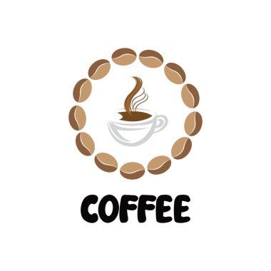 Kahve çekirdeği logo vektörü kahve içeceği tasarımı illüstrasyonu