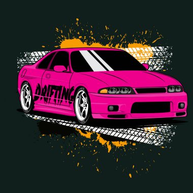 Spor araba vektör çizimi simgesi logo tişört tasarımı, giysi, grup topluluğu, poster, araba şovu, Tokyo drift filmi, toyota supra için olabilir.